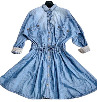 バーバリーブルーレーベル ホースロゴ 金ボタン デニム ワンピース M