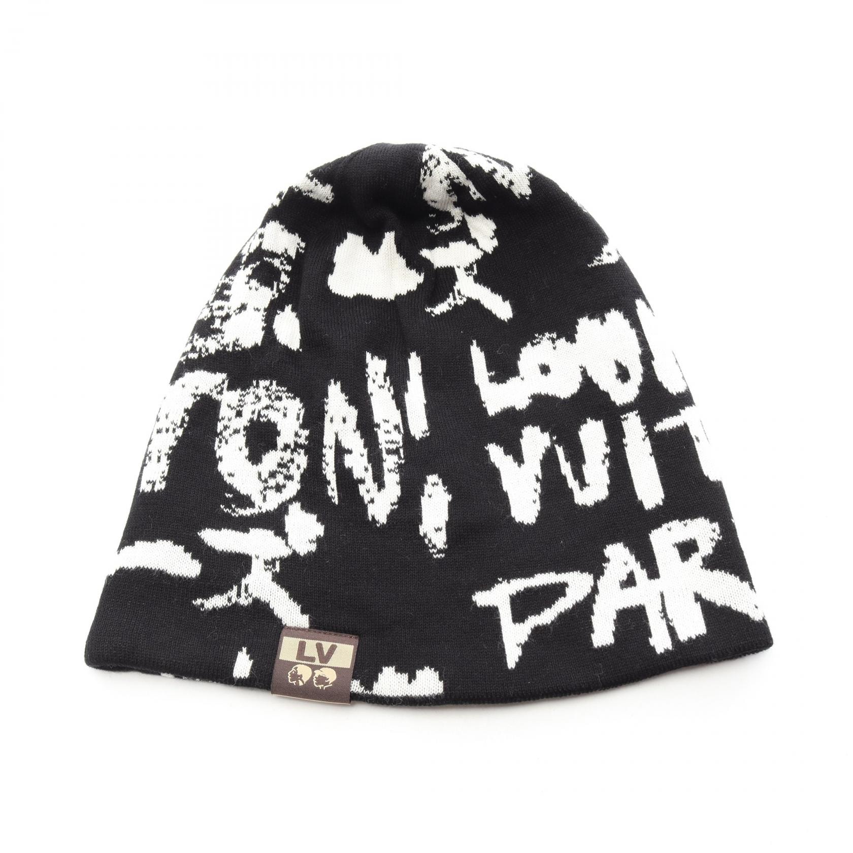 ルイ・ヴィトン LOUIS VUITTON LOUIS VUITTON × NIGO LVフィット スクリブル リバーシブル ニットキャップ 帽子 コットン メンズ ブラック系 / マルチカラー M5278A 【中古】