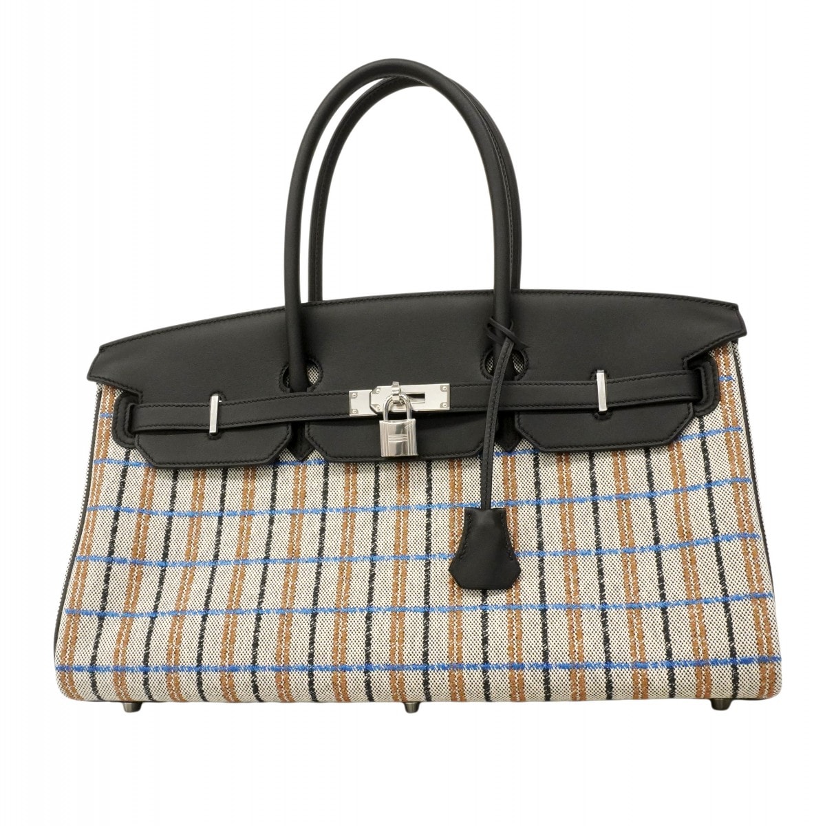 ★SALE【6cd5349-g】エルメス ショルダーバッグ ショルダーバーキン39 トワルアッシュ スイフト ブラック シルバー金具 G刻印【中古】レディース