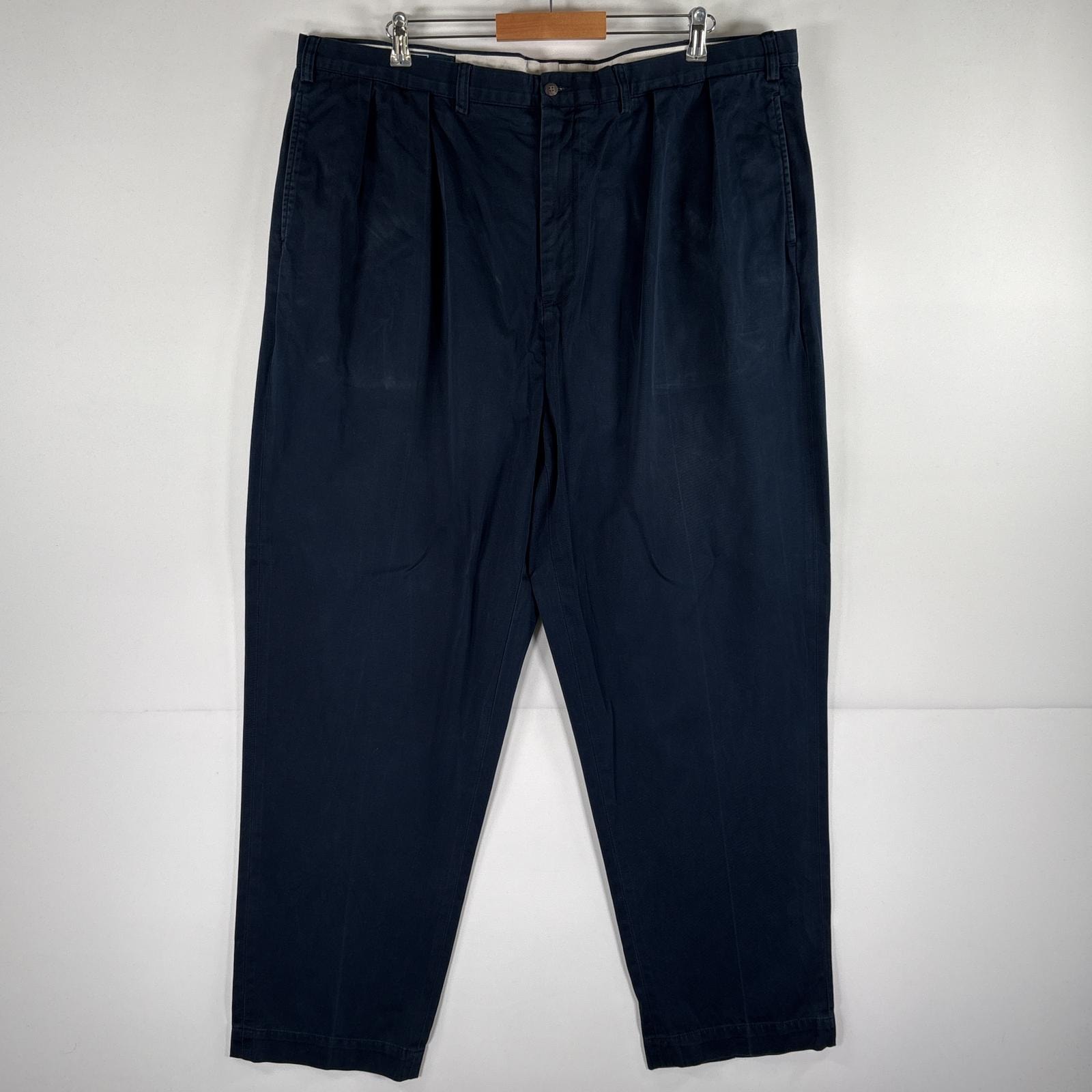 古着 ポロバイラルフローレン Polo by Ralph Lauren コットンパンツ ポロチノ テーパード ツータック ANDREW PANT w44B L32  ネイビー メンズ