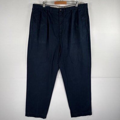 古着 ポロバイラルフローレン Polo by Ralph Lauren コットンパンツ ポロチノ テーパード ツータック ANDREW PANT w44B L32 ネイビー メンズ