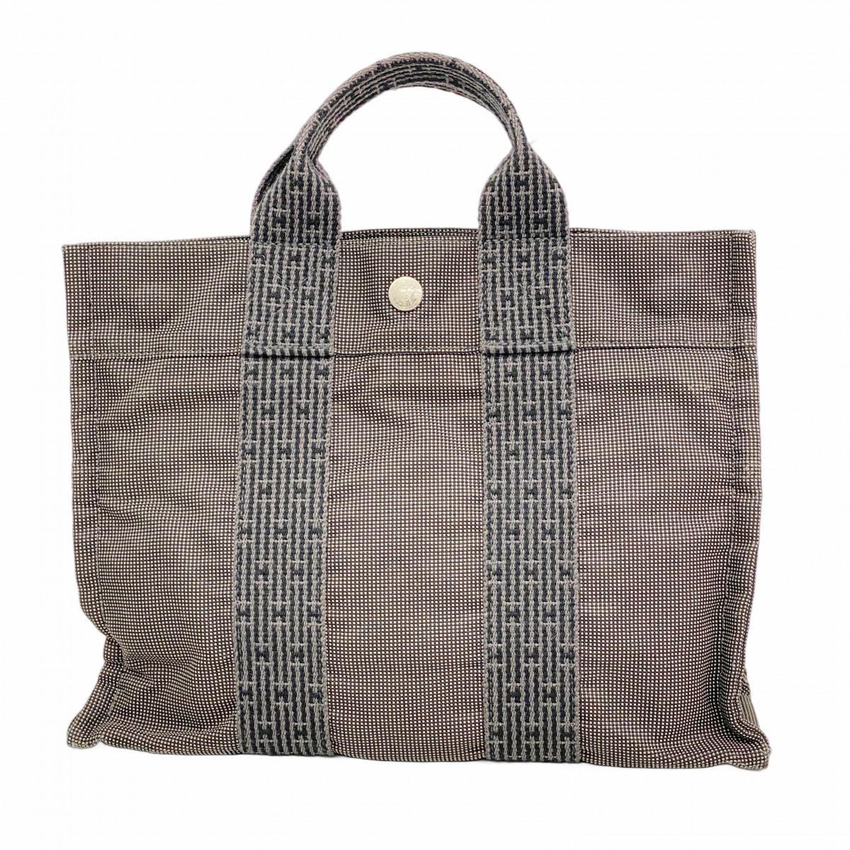 ★SALE【6cc3625】エルメス トートバッグ エールラインPM キャンバス グレー シルバー金具【中古】メンズ レディース ユニセックス