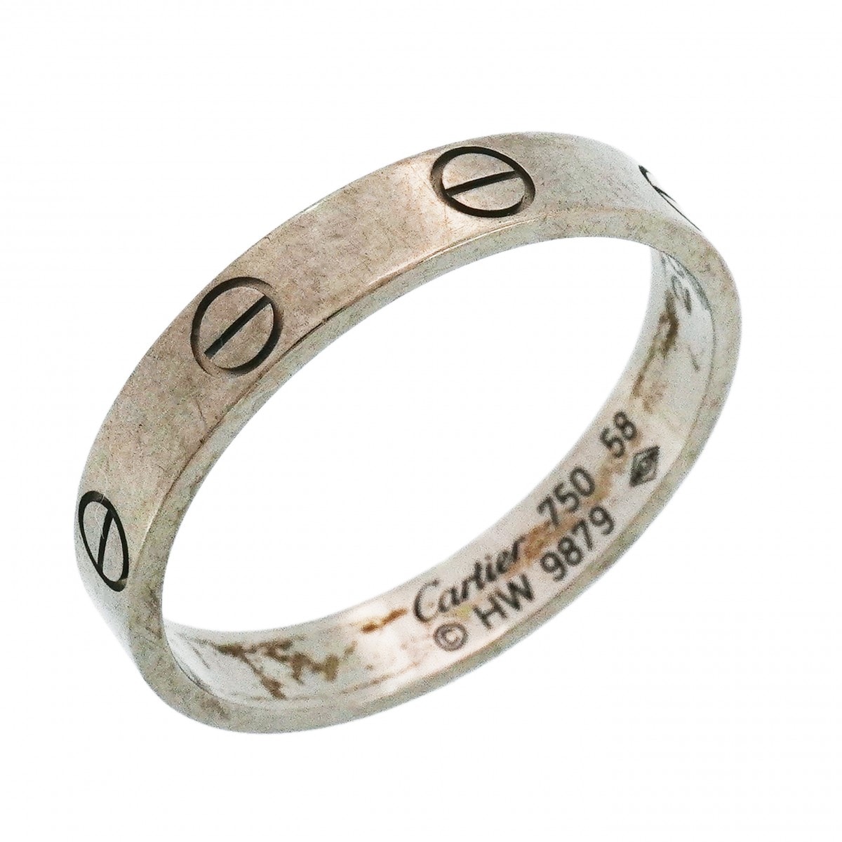 【6jcb0967】カルティエ リング ミニラブ K18WG ホワイトゴールド #58【中古】メンズ