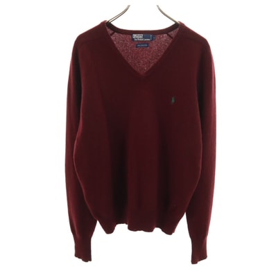Polo by Ralph Lauren ポロバイラルフローレン 長袖 Vネック セーター L ボルドー ニット