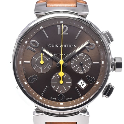 ルイ・ヴィトン LOUIS VUITTON Q1121 タンブール ダークブラウン 自動巻き メンズ 美品 箱・保証書付き 腕時計 R#149252