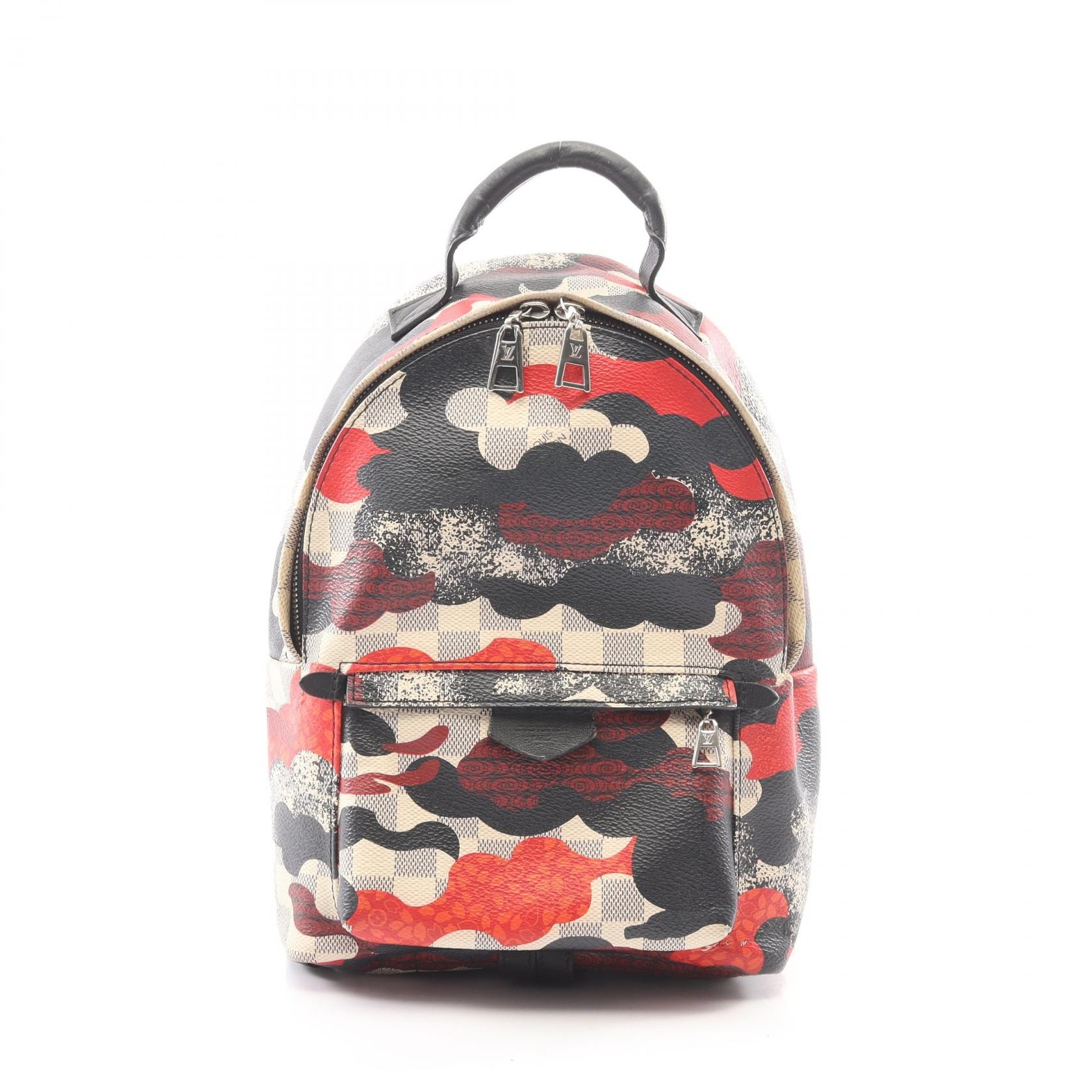 ルイ・ヴィトン LOUIS VUITTON パームスプリングスPM ダミエアズール リュックサック バックパック バッグ PVCコーティングキャンバス レザー レッド レディース ホワイト系 / ブラック系 / レッド系 N41059 【中古】