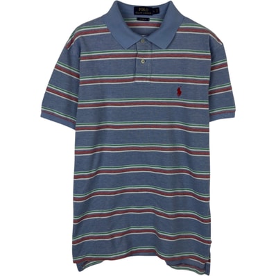 古着 ラルフローレン Ralph Lauren POLO RALPH LAUREN CUSTOM FIT マルチボーダー 半袖 ボーダー ポロシャツ メンズL相当/eaa616579