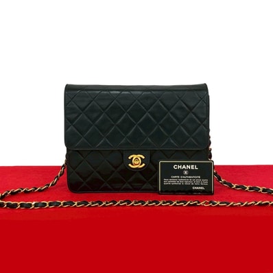 CHANEL シャネル マトラッセ ココマーク ラムスキン ショルダーバッグ ブラック
74221