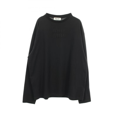 ミュウ ミュウ Miu Miu ロゴ 長袖Tシャツ 衣料品 トップス コットン レディース ブラック系 MJL862 【中古】
