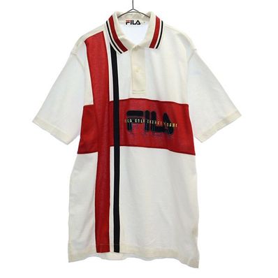 FILA フィラ 切替 半袖 ポロシャツ M 鹿の子