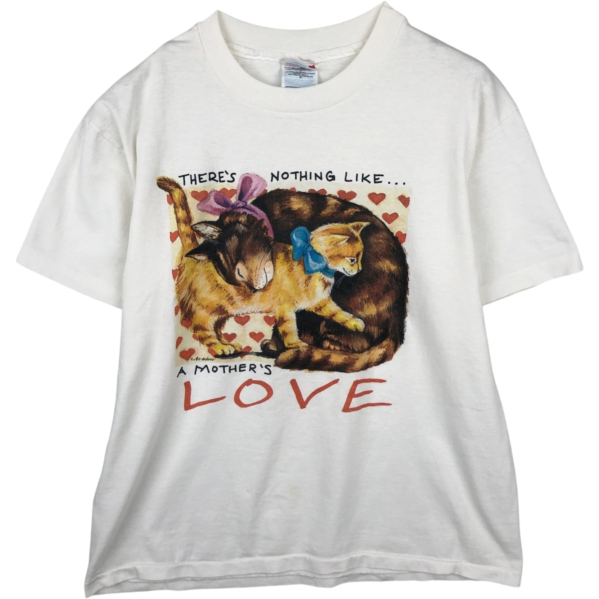 古着 90年代 ヘインズ Hanes HEAVYWEIGHT 50/50 ネコ柄 アニマルTシャツ USA製 メンズM相当 ヴィンテージ/eaa636056