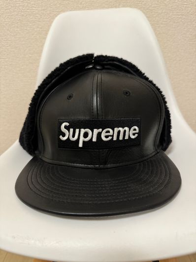 Supreme Leather Earflap Box Logo New Era "Black"