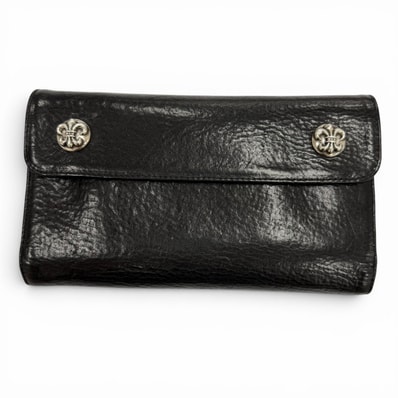 Chrome Hearts Wave Wallet Leather / BS Fleur Button "Black"
