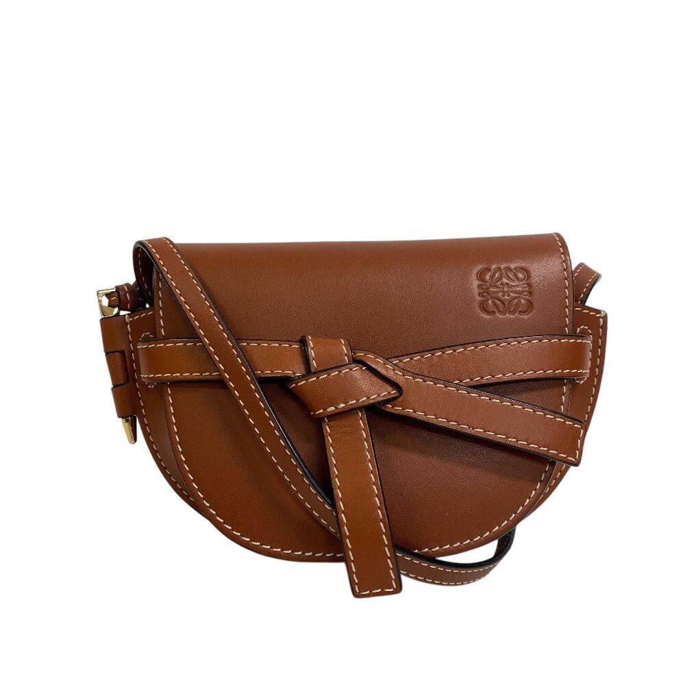 ロエベ LOEWE ショルダーバッグ ゲートデュアル ミニタン ブラウン