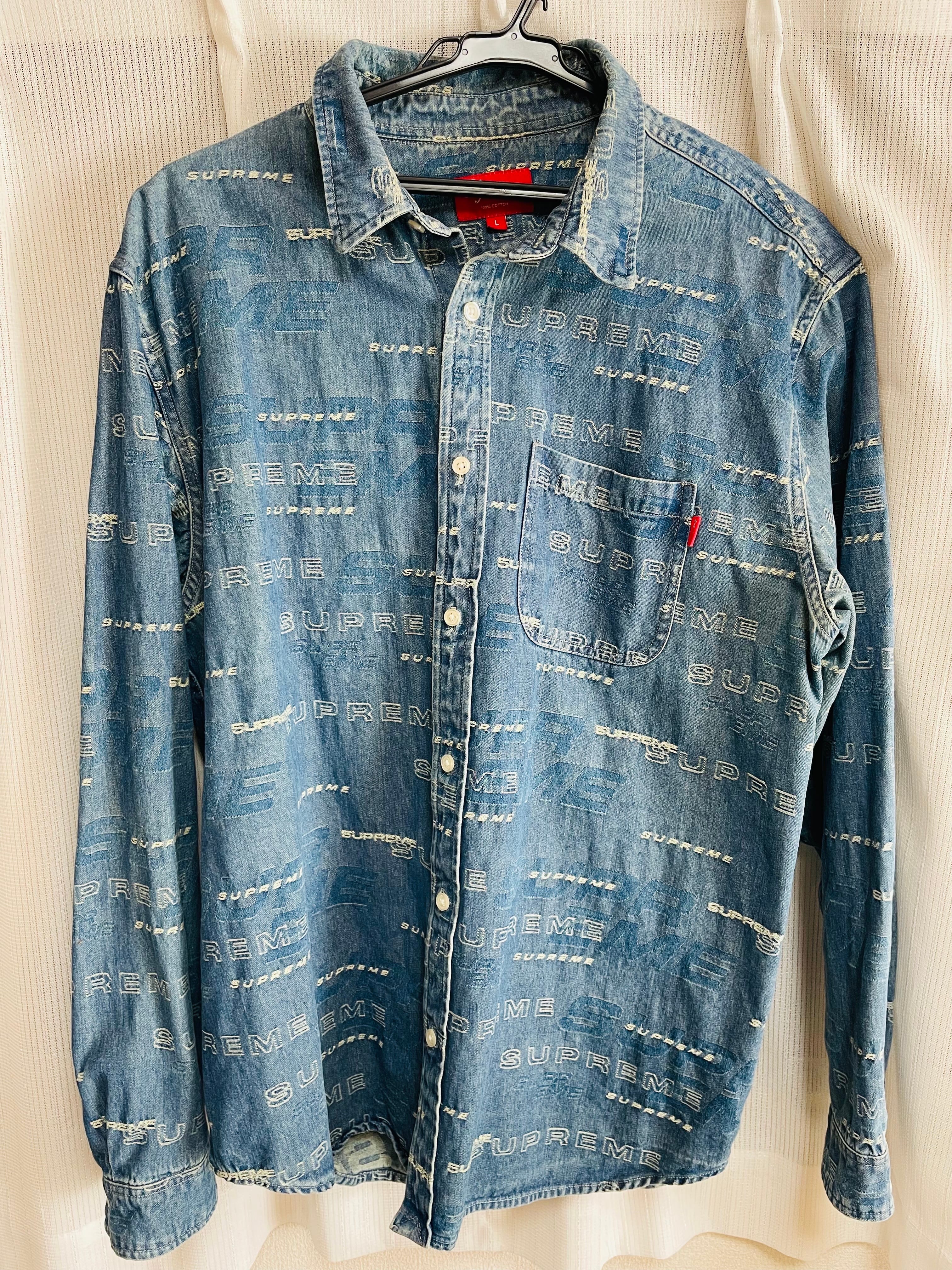 Supreme Dimensions Logo Denim Shirt "Blue"
