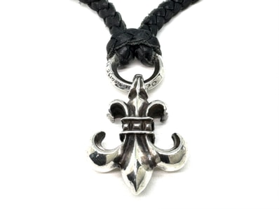 Chrome Hearts BS Fleur Pendant Silver 925 Leather Blade Necklace "Silver/Black"