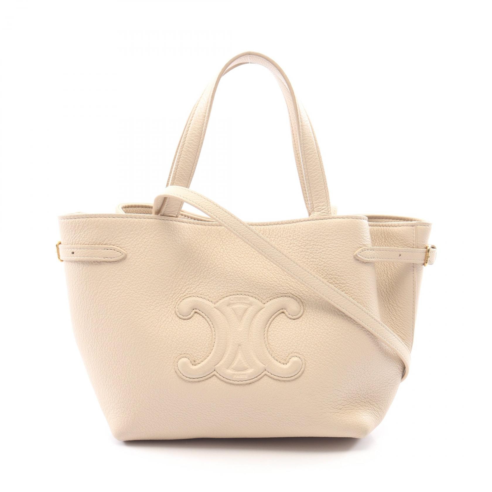 セリーヌ CELINE ミニ カバ アナイス キュイル トリオンフ 2WAY トートバッグ バッグ レザー レディース アイボリー系 118613ENY02PA 【中古】