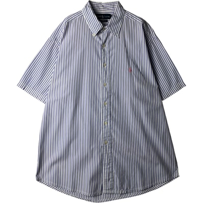 古着 ラルフローレン Ralph Lauren CLASSIC FIT クラシックフィット 半袖 ボタンダウン ストライプシャツ メンズXL相当/eaa640910