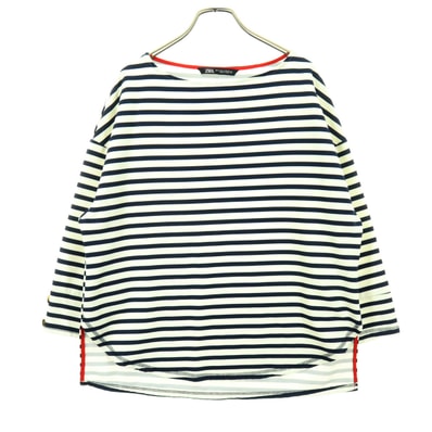 ZARA ザラ ボーダー柄 長袖 バスクシャツ S ホワイト系
