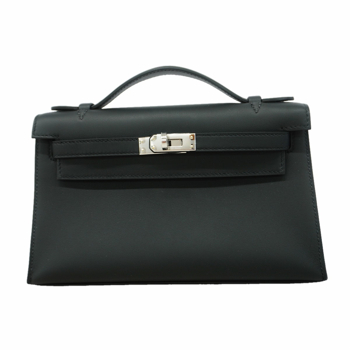 ★SALE【6id5599-g】エルメス ハンドバッグ ポシェットケリー スイフト ブラック シルバー金具 K刻印【中古】レディース