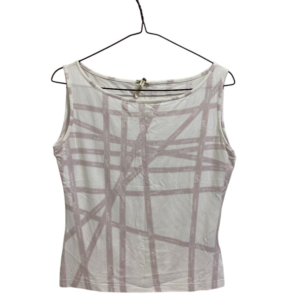 エルメス HERMES タンクトップ リボン柄 ノースリーブ Tシャツ ピンク