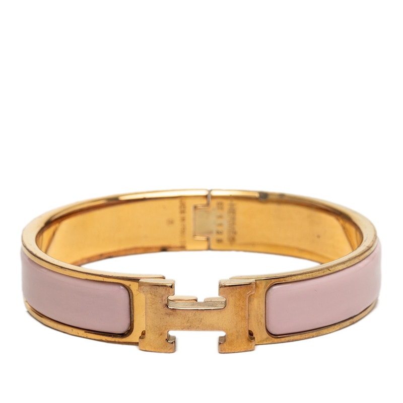 エルメス クリックH PM ブレスレット ゴールド ピンク メッキ エナメル レディース HERMES 【中古】