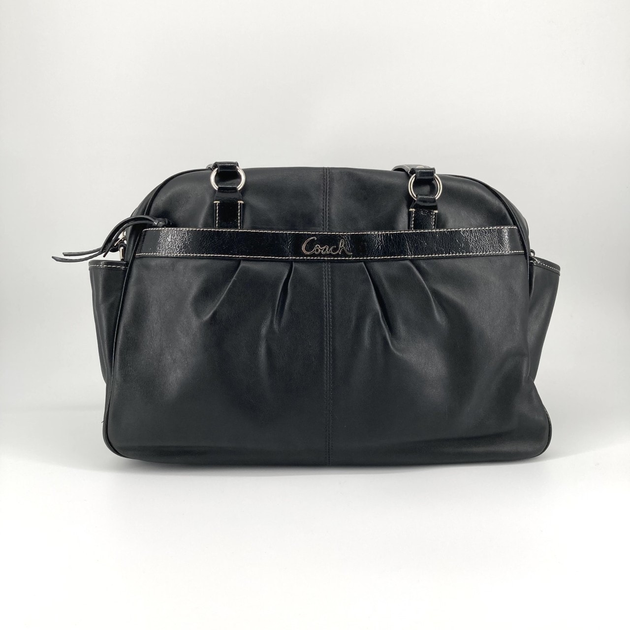 COACH(コーチ) オードリー マザーズ ギャザーデザイン パテントレザー 2WAY F18374 ショルダーバッグ ブラック