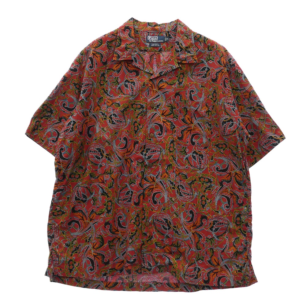 POLO RALPH LAUREN ポロ・ラルフローレン その他トップス 90s CALDWELL ペイズリー柄 オープンカラー シャツ エンジ系 XL【中古】