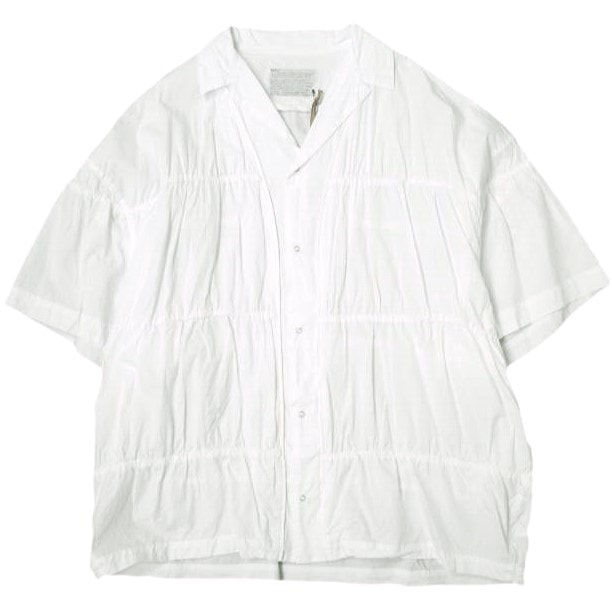 新品 kolor カラー 24SS 日本製 ギャザーオープンカラーシャツ 24SCM-B05112 3 WHITE 定価75,900円 半袖 オーバーサイズ タイプライター 開襟 トップス g22131