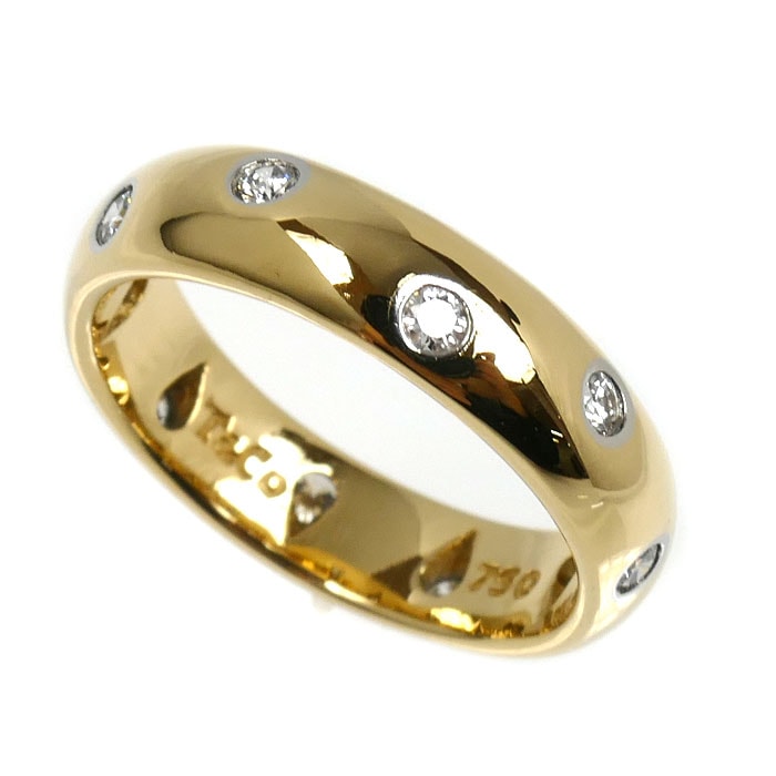 TIFFANY&Co. ティファニー K18YG イエローゴールド Pt950プラチナ ドッツ リング・指輪 ダイヤモンド 8号 4.5g レディース【中古】【美品】