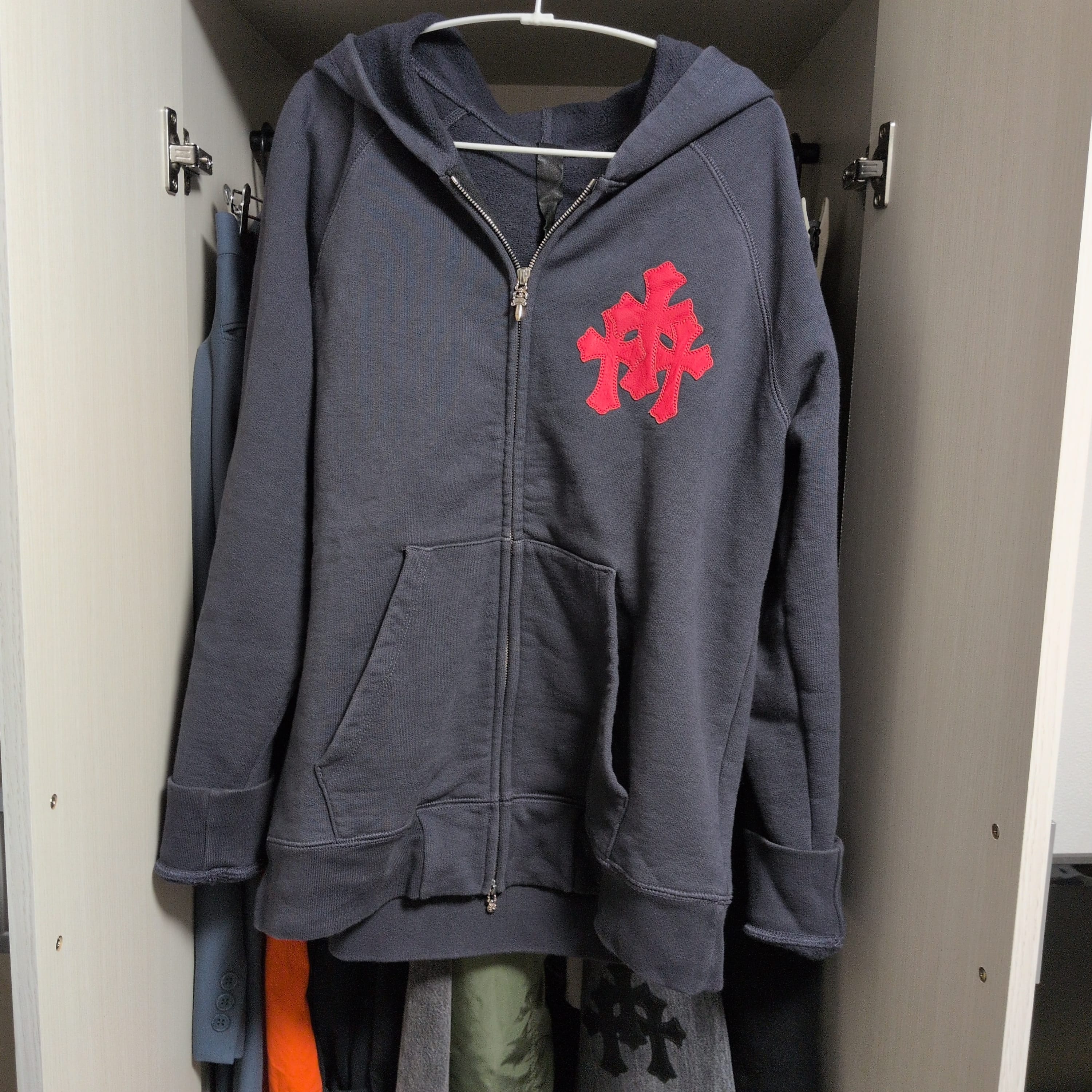 Chrome Hearts Y Not Cross Patch Zip Up Hoodie "Gray"