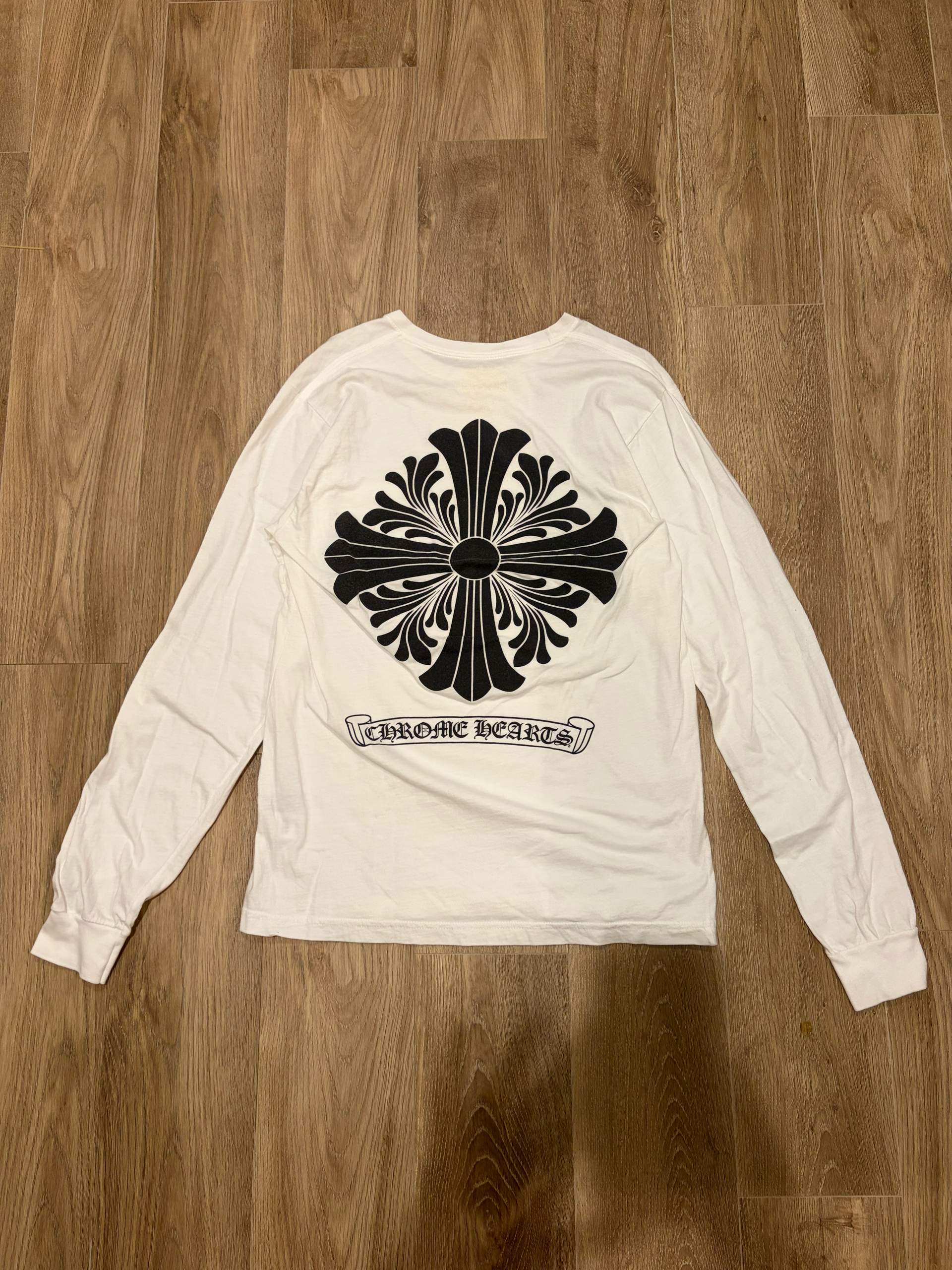 Chrome Hearts Back Scroll CH Plus Cross Print L/S T-Shirt "White"