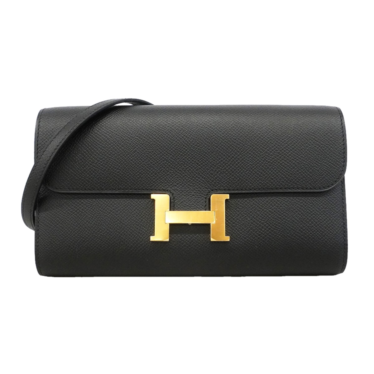 ★SALE【6hc2508】エルメス ショルダーウォレット コンスタンスロングトゥーゴー ヴォーエプソン ブラック ゴールド金具 Z刻印【中古】レディース