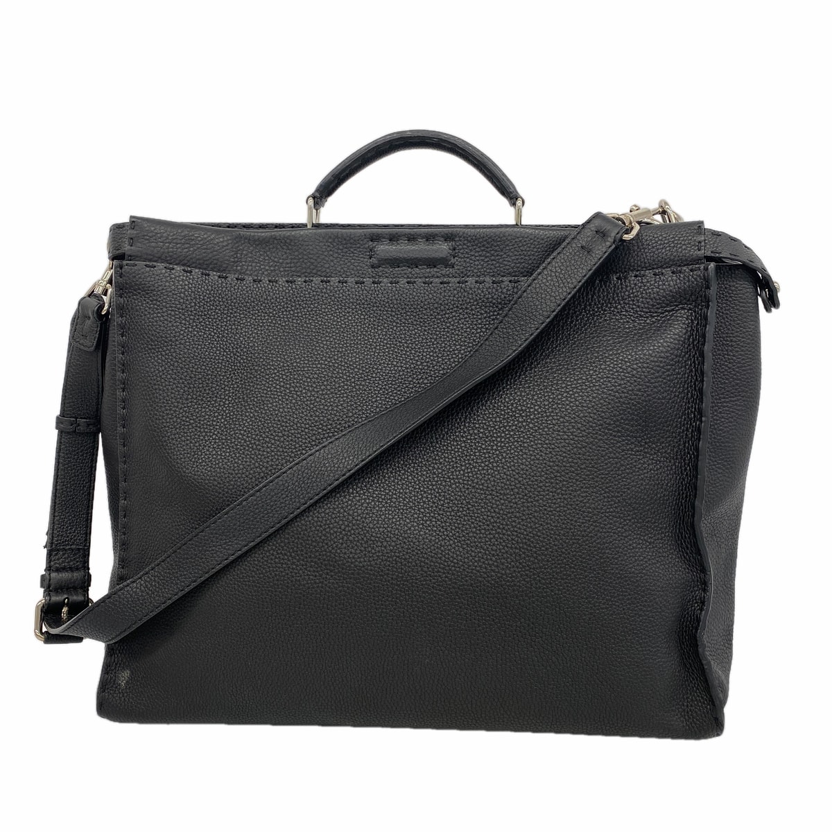 ★最終価格★SALE【6he4687】フェンディ ハンドバッグ モンスター セレリア ピーカブー レザー ブラック シルバー金具 2wayバッグ【中古】メンズ