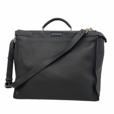 ★最終価格★SALE【6he4687】フェンディ ハンドバッグ モンスター セレリア ピーカブー レザー ブラック シルバー金具 2wayバッグ【中古】メンズ