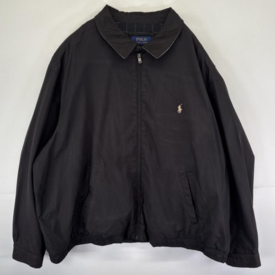 古着 ポロ・ラルフローレン POLO RALPH LAUREN スウィングトップジャケット ナイロン ワンポイント フルジップ 大きいサイズ 3XB ブラック メンズ