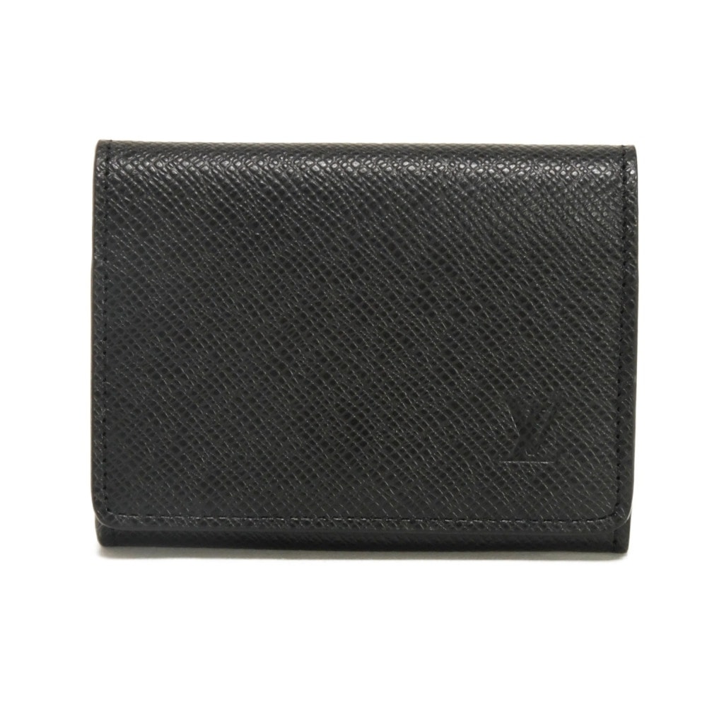 LOUIS VUITTON ルイ・ヴィトン アンヴェロップ カルト ドゥ ヴィジット NM 新型 LVロゴ エンボス ブラック 現行 RFID ICチップ スナップボタン マチ付き パスケース 名刺入れ 未使用 タイガ ノワール カードケース M64595