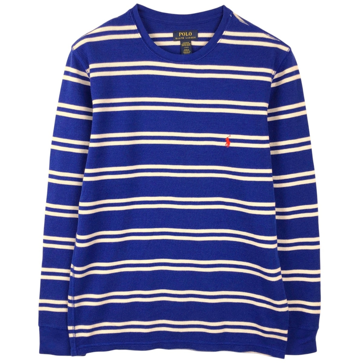 古着 ラルフローレン Ralph Lauren POLO RALPH LAUREN SLEEPWEAR ボーダー柄 サーマルロンT ワッフル メンズL相当/eaa654978
