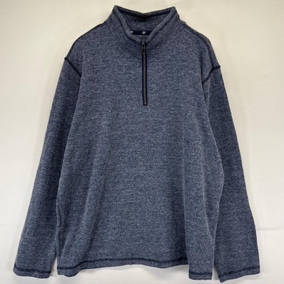古着 ギャップ GAP ニット ハーフジップ トレーナー プルオーバー ワンポイントロゴ XL ネイビー系 メンズ