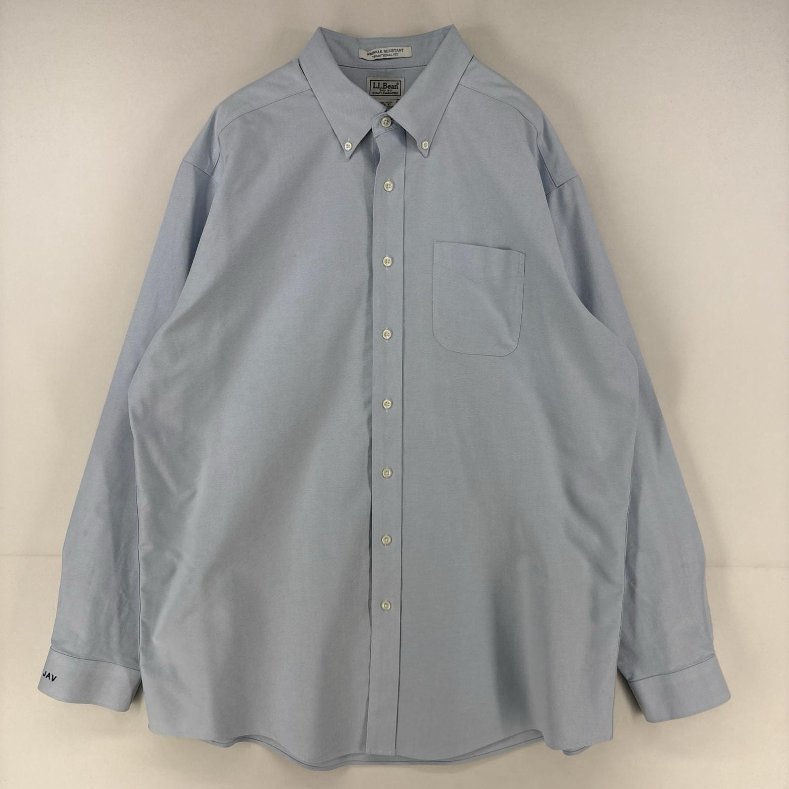 古着 エルエルビーン L.L.Bean 長袖シャツ 胸ポケット 大きいサイズ ボタンダウンシャツ XL 水色 無地 メンズ