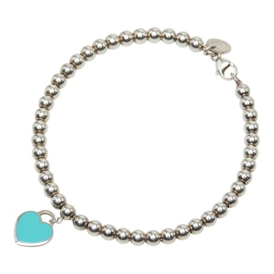ティファニー リターントゥティファニー ハート タグ ビーズ ブレスレット ブルー シルバー SV925 シルバー レディース TIFFANY&Co. 【中古】