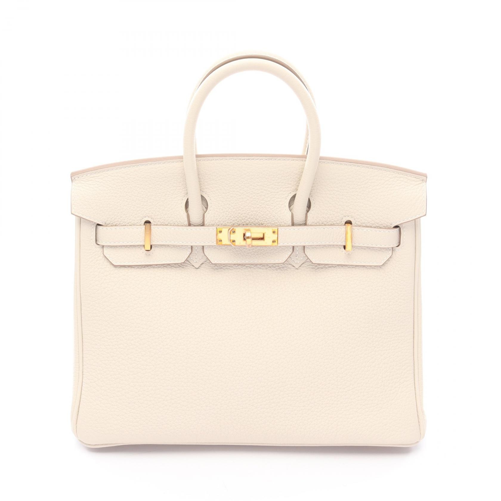 エルメス HERMES バーキン25 ハンドバッグ バッグ レザー トゴ トゴ クレ Z刻印(2021年製造) レディース アイボリー系 【中古】