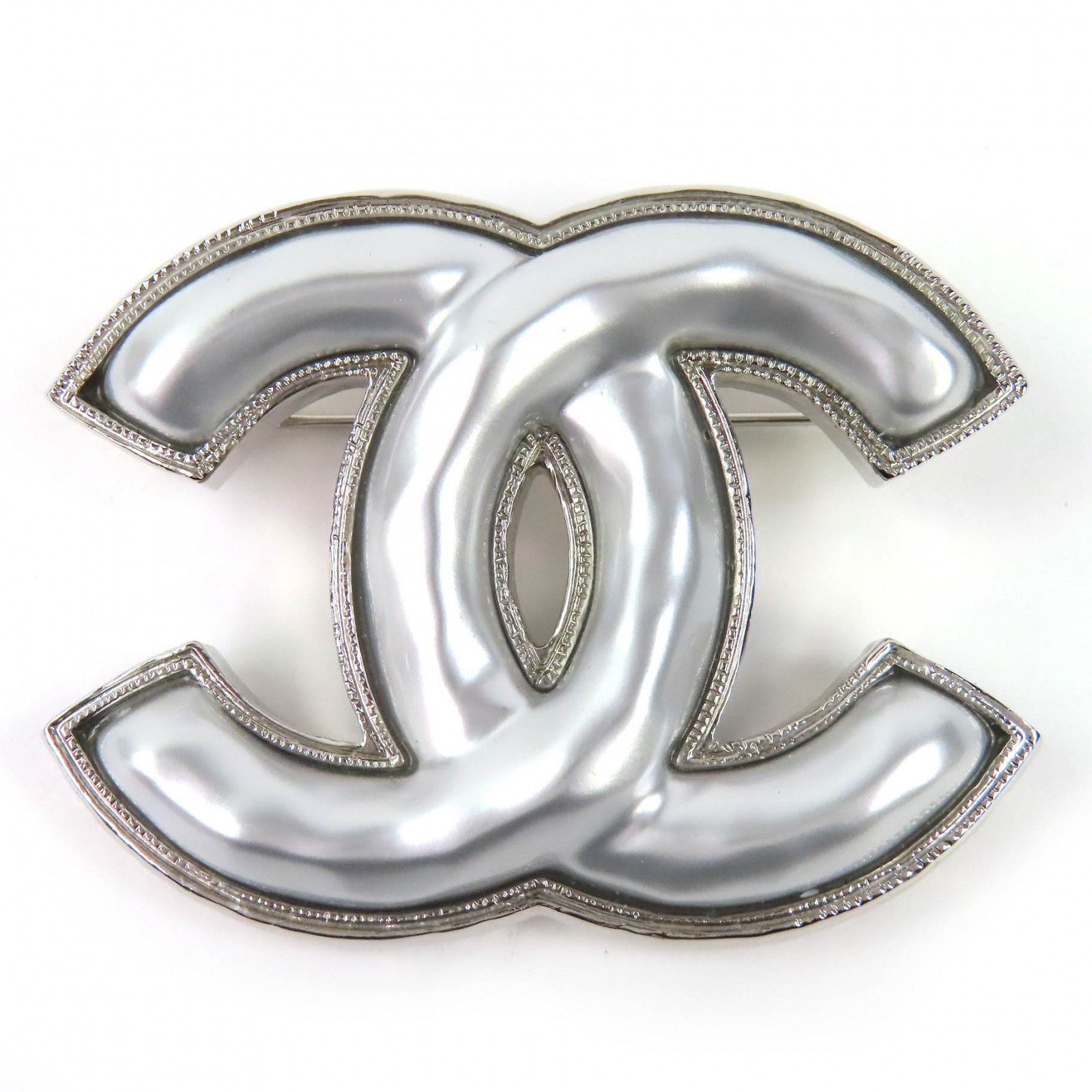 極美品 シャネル ココマーク CCロゴ ブローチ シルバー レディース B25C