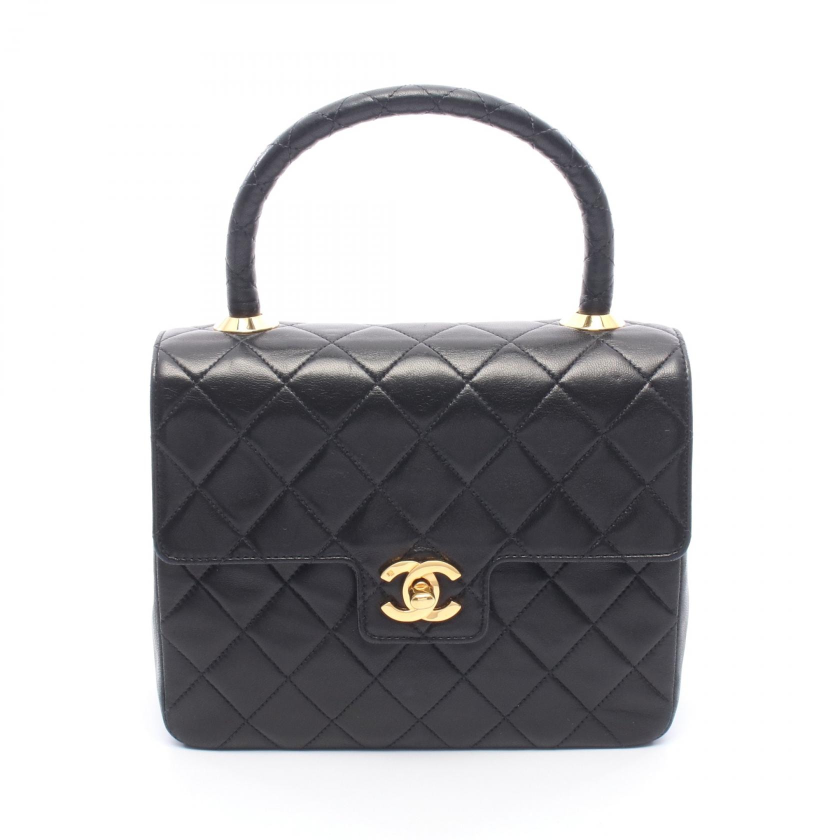 シャネル CHANEL ミニマトラッセ トップハンドル ハンドバッグ バッグ ラムスキン(羊革) レディース ブラック系 【中古】