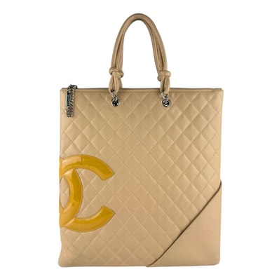 シャネル CHANEL ハンドバッグ カンボンライン レザー ベージュ レディース【中古】 z9639