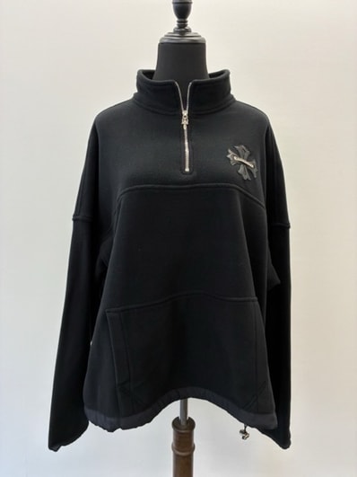 Chrome Hearts CH Plus Patch Half-Zip Fleece Sweatshirt "Black"