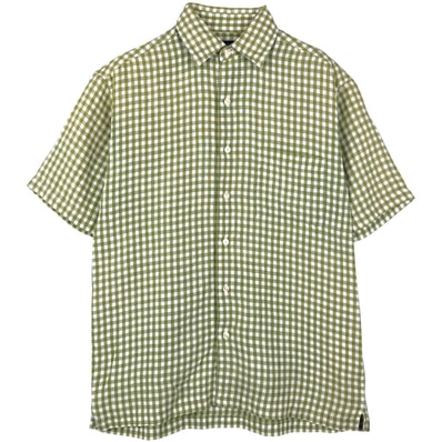 古着 ブルックスブラザーズ Brooks Brothers チェック柄 ギンガムチェック 半袖 リネンシャツ メンズS相当/eaa495246