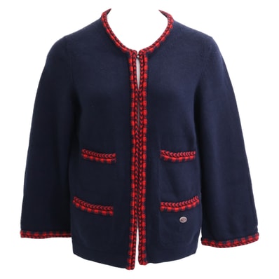 シャネル P53646K06989 カシミヤ100% フロントホック カーディガン 34