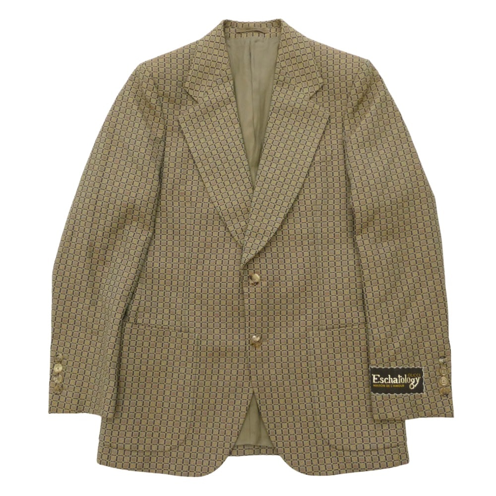 GUCCI グッチ テーラードジャケット 660189 ZAFWJ イタリア製 Eschatology MAISON DE L'AMOUR 総柄 2B テーラードジャケット ベージュ系 46【美品】【中古】