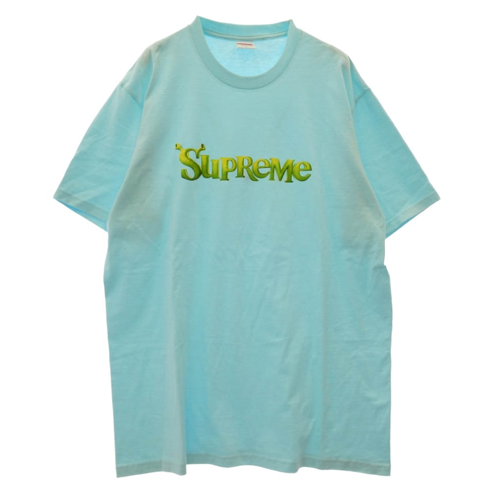Supreme シュプリーム Tシャツ 21AW Shrek Tee シュレック Tシャツ ロゴ プリント 半袖 カットソー ライトブルー系 L【中古】